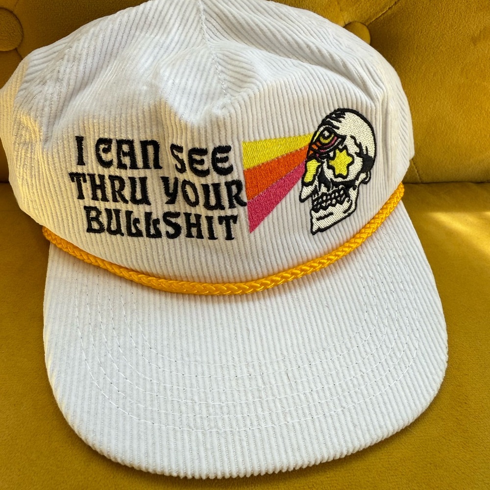 White and Yellow Bullshit Cap